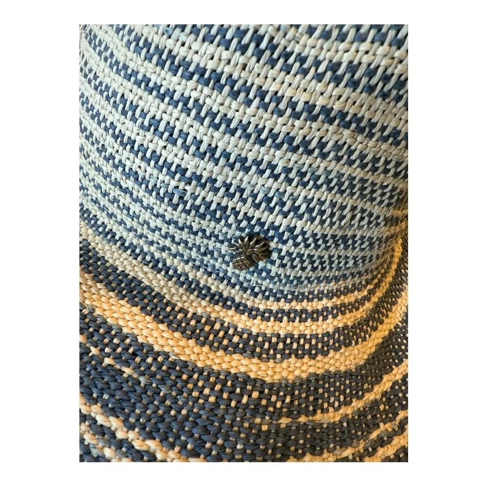 Tommy Bahama Toyo Woven Straw Wide Brim Sun Hat‎ – Blue & Natural, OS Pineapple